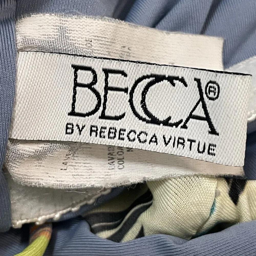 BECCA Multicolor Print Strappy Back Lined One Piece Swimsuit Size Small S